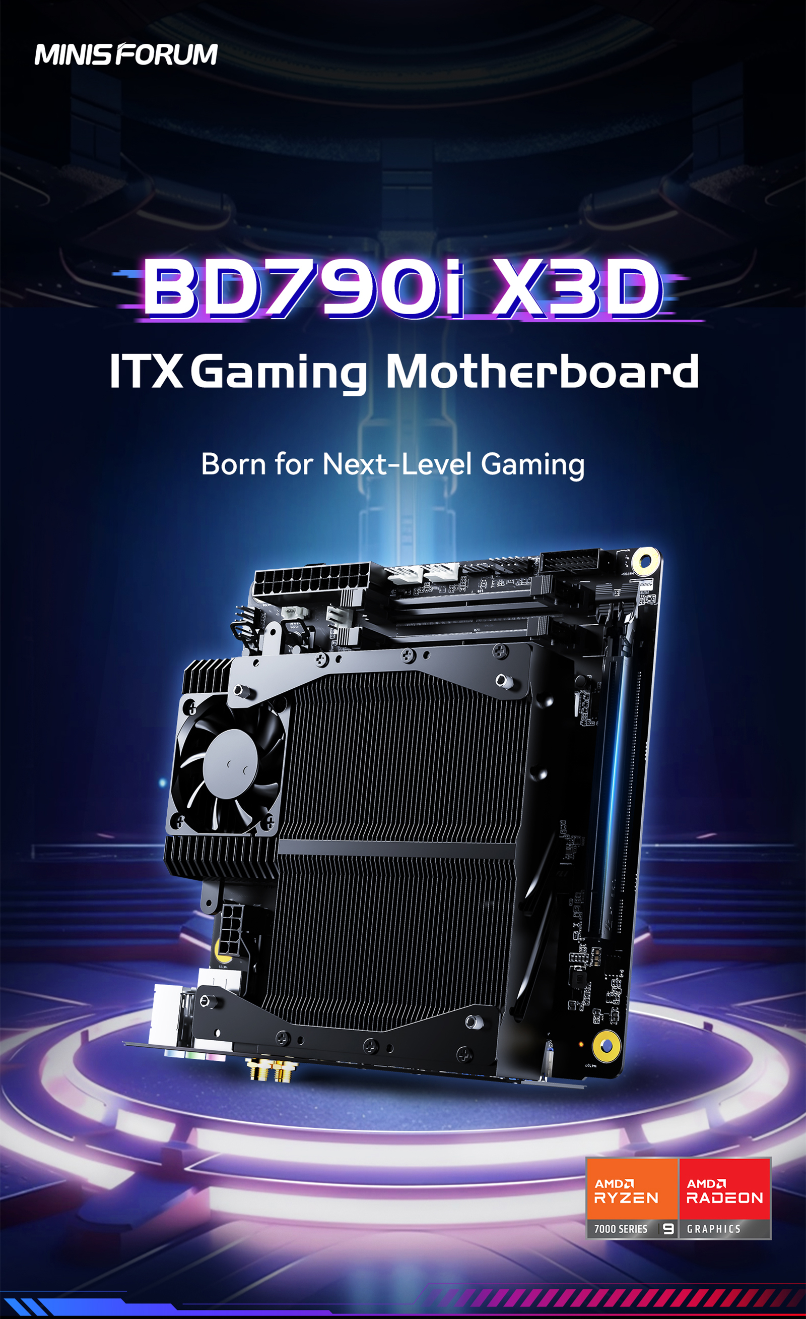 MINISFORUM BD790i X3D MoDT Barebones: Ryzen 9 7945HX, 2x DDR5 SODIMM